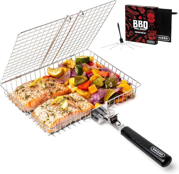 SHIZZO Grill Basket Set: The Ultimate BBQ Tool for Perfectly Grilled Meals