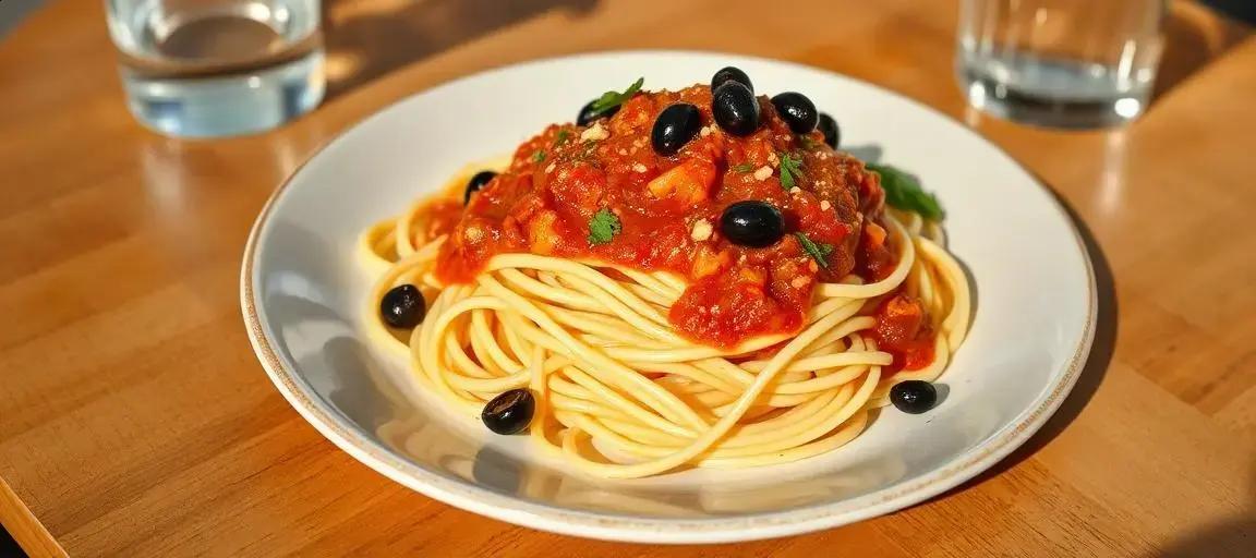 spaghetti puttanesca — Mediterranean Diet Hub